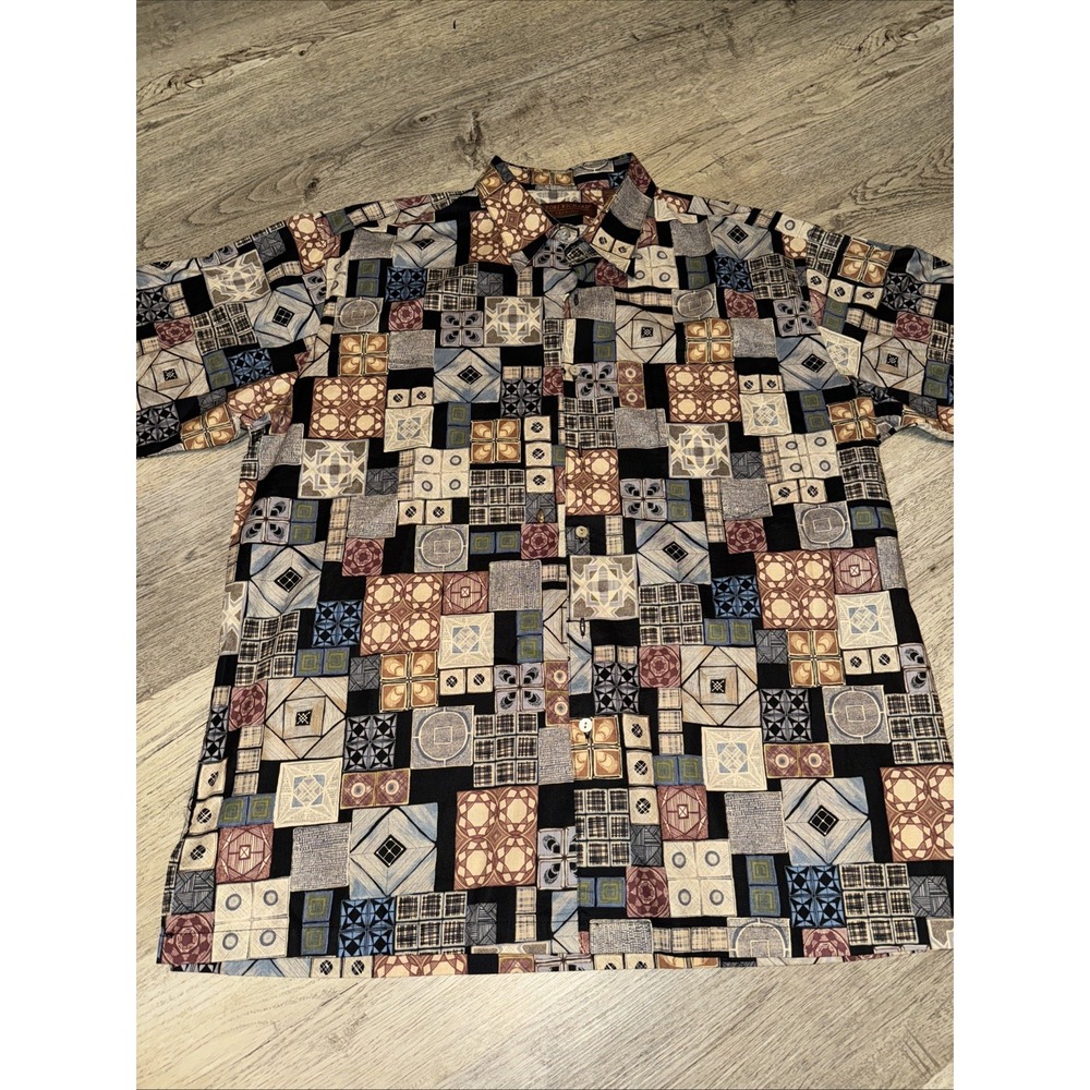 TORI RICHARD Hawaiian‎ Shirt Men's L Short Sleeve Multicolor Cotton Made HI USA